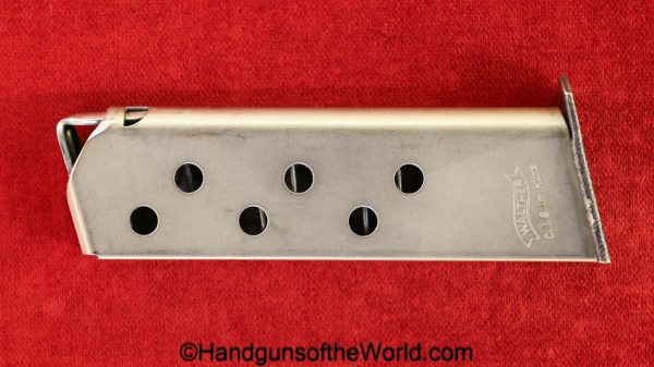 Walther, PPK, .380, Magazine, Clip, Mag, Original, Collectible, Nickel, Factory Nickel, German, Germany, 380, acp, auto, 9mm, Kurz, handgun, pistol