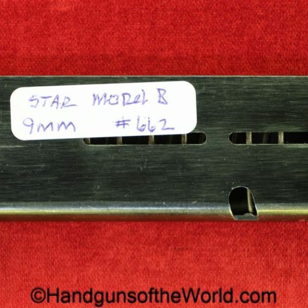 Star, B, 9mm, Magazine, Clip, Mag, Original, Spain, Spanish, B, Model, Model B, Handgun, Pistol, WWII, WW2, Vintage, Collectible, Hand gun, 662, #662