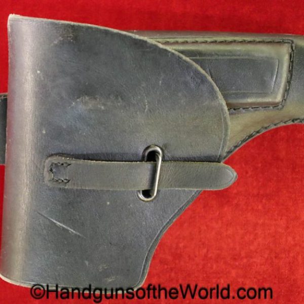 Beretta, 1934, 1935, Holster, WWII, Era, green, leather, dyed, black, full flap, pattern, WW2, unmarked, original, collectible, Italy, Italian, German