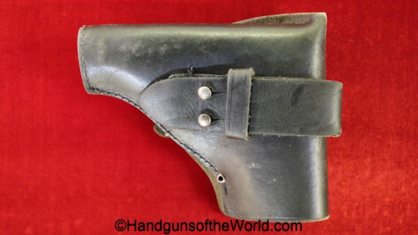 Beretta, 1934, 1935, Holster, WWII, Era, green, leather, dyed, black, full flap, pattern, WW2, unmarked, original, collectible, Italy, Italian, German