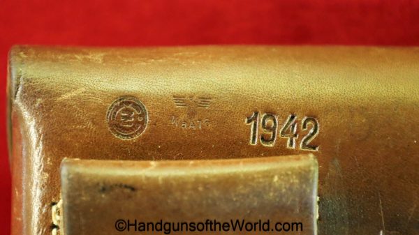 CZ-27, Holster, Dated, 1942, brown, leather, P.Mod 27, WaA76, original, collectible, CZ, 27, CZ27, CZ 27, German, Germany, WWII, WW2, handgun, pistol