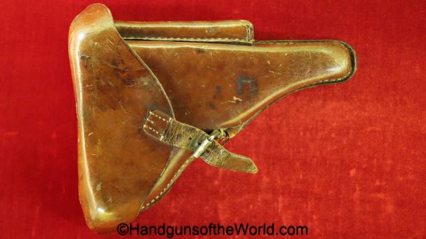 Luger, P.08, Holster, Dated, 1915, brown, leather, hard shell, N. Burghard-Pasing-AWM15, 1915, original, collectible, German, Germany, WWI, WW1, P08, P 08