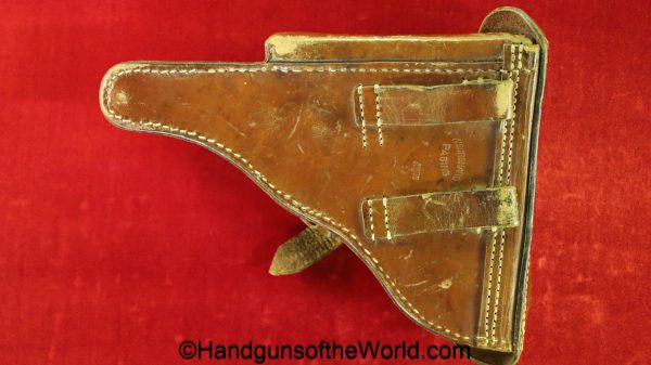 Luger, P.08, Holster, Dated, 1915, brown, leather, hard shell, N. Burghard-Pasing-AWM15, 1915, original, collectible, German, Germany, WWI, WW1, P08, P 08