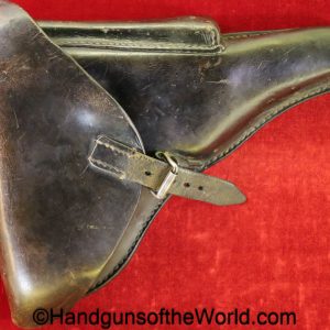Luger, P.08, Holster, German, WWII, black, leather, hard shell, hardshell, original, collectible, Germany, WW2, P08, P 08, P-08, handgun, pistol