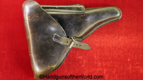 Luger, P.08, Holster, German, WWII, black, leather, hard shell, hardshell, original, collectible, Germany, WW2, P08, P 08, P-08, handgun, pistol