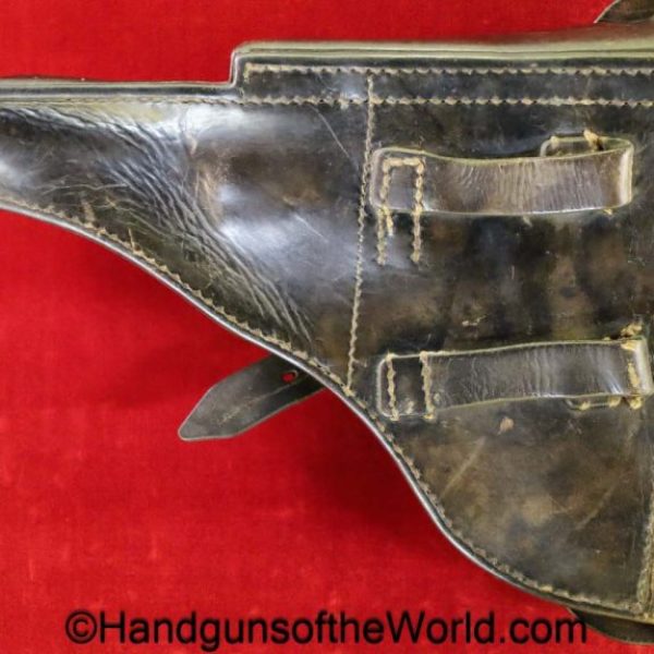 Luger, P.08, Holster, German, WWII, black, leather, hard shell, hardshell, original, collectible, Germany, WW2, P08, P 08, P-08, handgun, pistol