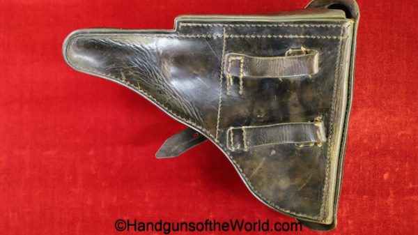 Luger, P.08, Holster, German, WWII, black, leather, hard shell, hardshell, original, collectible, Germany, WW2, P08, P 08, P-08, handgun, pistol