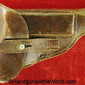 Mauser, 1914, Holster, German, WWI, Dated, 1918, brown, leather, pebble grain, general purpose pattern, original, collectible, WW1, Germany, model
