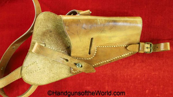 Radom, VIS, P-35, Shoulder Holster, Tan, leather, maker marked, Carl Kuntze-Penig-SA, 1945, original, collectible, German, Germany, WWII, WW2, P35, P.35