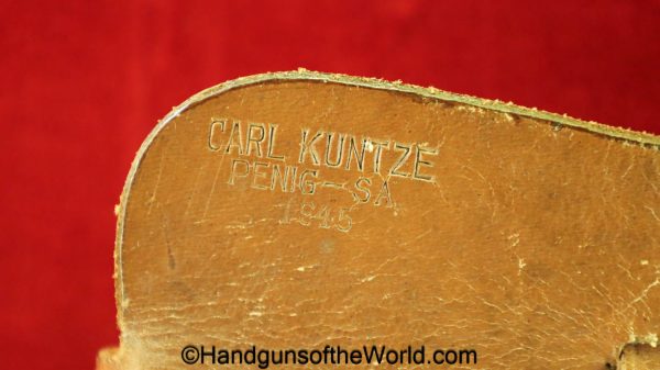 Radom, VIS, P-35, Shoulder Holster, Tan, leather, maker marked, Carl Kuntze-Penig-SA, 1945, original, collectible, German, Germany, WWII, WW2, P35, P.35