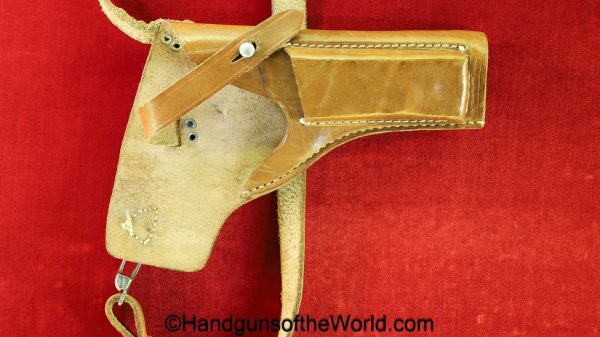 Walther, P-38, Shoulder Holster, WWII, Era, Tan, leather, unmarked, WW2, DRGM M5/8-RZM, original, collectible, German, Germany, P38, P 38, P.38, handgun