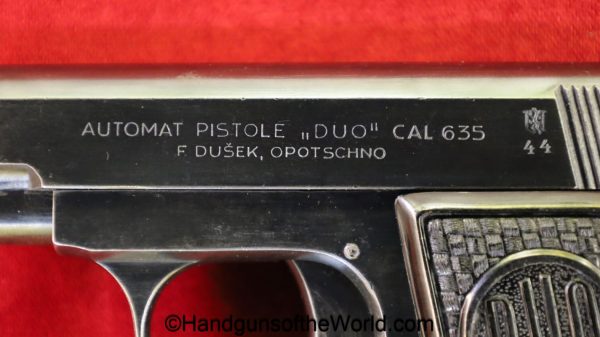 CZ, Duo, 6.35mm, Czech, Dated, 1944, handgun, pistol, C&R, collectible, VP, Vest Pocket, 6.35, 25, .25, acp, auto, WWII, WW2, Germany, German, Czechoslovakia