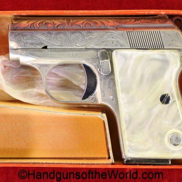 Astra, Cub, .22 Short, Factory Engraved, with Box, 2002, .22, 22, Short, S, Boxed, Spain, Spanish, handgun, pistol, C&R, collectible, VP, Vest Pocket, 1966