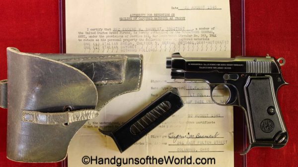 Beretta, 1934, .380, Full Rig, with WWII Airforce Capture Paper, WWII, WW2, Capture Paper, 380, handgun, pistol, C&R, collectible, WWII, WW2, 1940, model