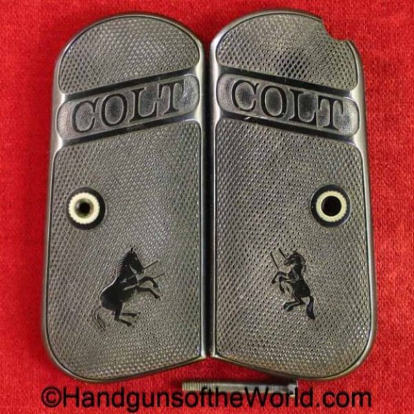 Colt, 1903, 1908, Grips, Pocket, Pocket Hammerless, Hammerless, original, collectible, grip, pair, set, model, M, hard rubber, black, American, US, USA