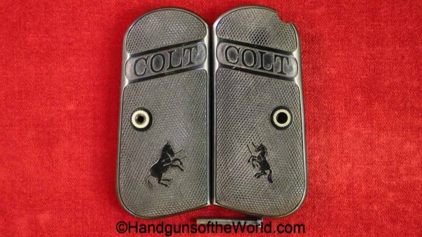 Colt, 1903, 1908, Grips, Pocket, Pocket Hammerless, Hammerless, original, collectible, grip, pair, set, model, M, hard rubber, black, American, US, USA