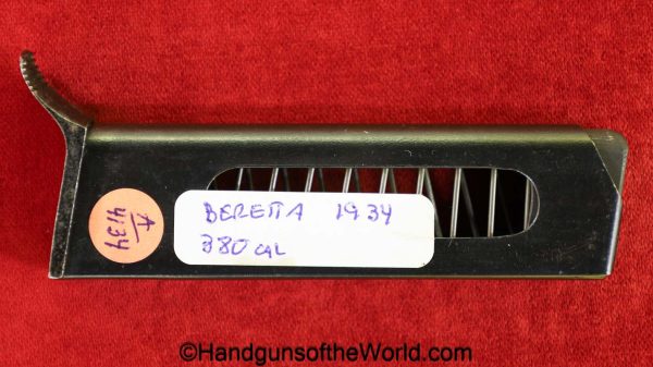 Beretta, 1934, .380, Magazine, Clip, Mag, Original, Collectible, Handgun, Pistol, Italy, Italian, 380, acp, auto, Finger Extension, 9mm, WWII, WW2, Era