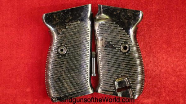 Walther, P-38, Grips, WWII, Era, dark brown, Bakelite, Original, Collectible, P38, P.38, P 38, German, Germany, WW2, Handgun, Pistol, Hand gun