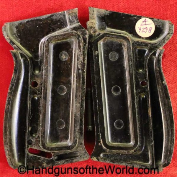 Walther, P-38, Grips, WWII, Era, dark brown, Bakelite, Original, Collectible, P38, P.38, P 38, German, Germany, WW2, Handgun, Pistol, Hand gun