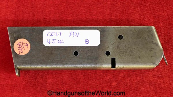 Colt, 1911A1, .45acp, Magazine, Clip, B, Marked, Mag, Original, Collectible, 1911, 45, .45, acp, auto, Handgun, Pistol, Vintage, Real, Old, Hand gun