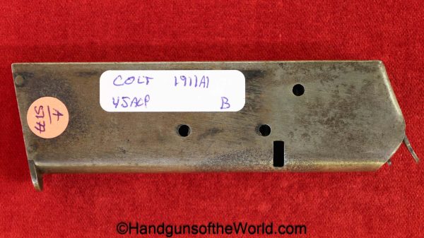 Colt, 1911A1, .45acp, Magazine, Clip, B, Marked, Mag, Original, Collectible, 1911, 45, .45, acp, auto, Handgun, Pistol, Vintage, Real, Old, Hand gun