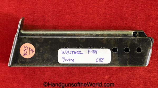 Walther, P-38, 9mm, Magazine, Clip, Mag, Original, Collectible, German, Germany, WWII, WW2, P38, P.38, P 38, Handgun, Pistol, E88, E/88, Hand gun, cyq