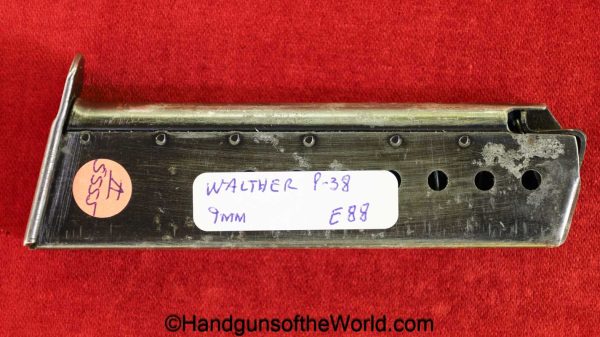 Walther, P-38, 9mm, Magazine, Clip, Mag, Original, Collectible, German, Germany, WWII, WW2, P38, P.38, P 38, Handgun, Pistol, E88, E/88, Hand gun, cyq