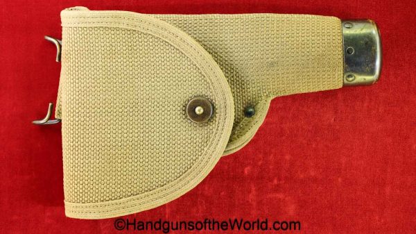 Colt, 1911, Mills, Pattern, Holster, Tan, canvas, wide flap, ink stamped, 1914, original, collectible, Americana, American, 45, .45, acp, auto, US, USA