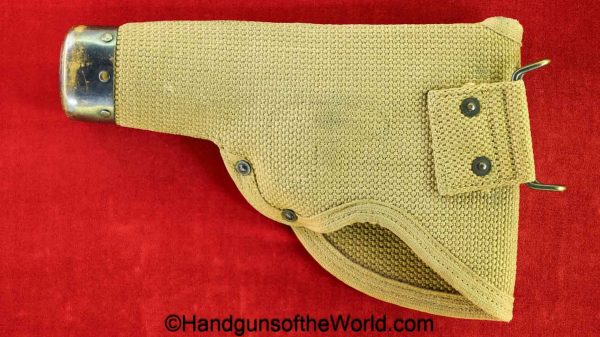 Colt, 1911, Mills, Pattern, Holster, Tan, canvas, wide flap, ink stamped, 1914, original, collectible, Americana, American, 45, .45, acp, auto, US, USA