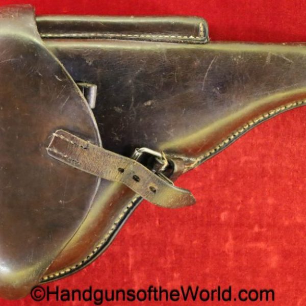 Luger, P.08, Holster, Dated, 1937, brown, leather, Klinge-Dresden, WaA142, original, collectible, German, Germany, WWII, WW2, P08, P 08, P-08