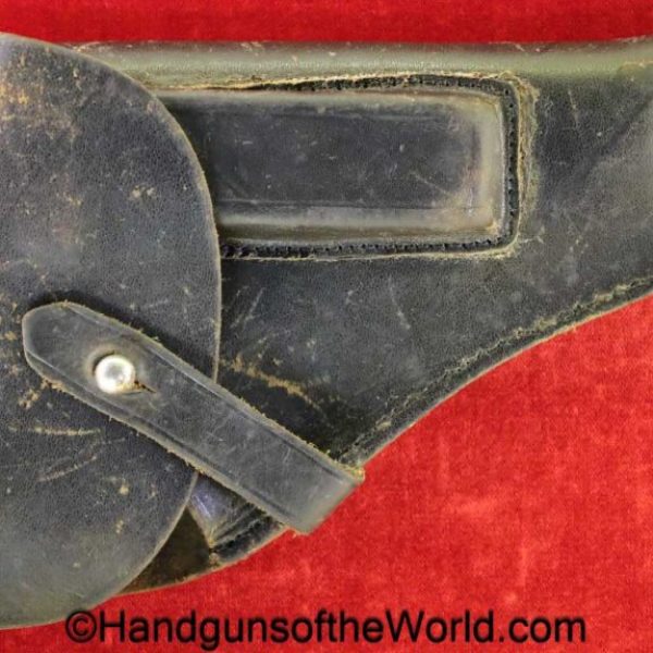 Mauser, HSc, Holster, WWII, Era, original, collectible, German, Germany, handgun, pistol, WW2, hand gun, vintage, real, Black, leather, breakaway, unmarked
