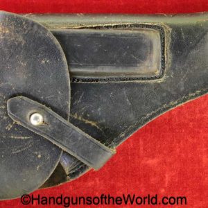 Mauser, HSc, Holster, WWII, Era, original, collectible, German, Germany, handgun, pistol, WW2, hand gun, vintage, real, Black, leather, breakaway, unmarked