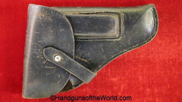 Mauser, HSc, Holster, WWII, Era, original, collectible, German, Germany, handgun, pistol, WW2, hand gun, vintage, real, Black, leather, breakaway, unmarked