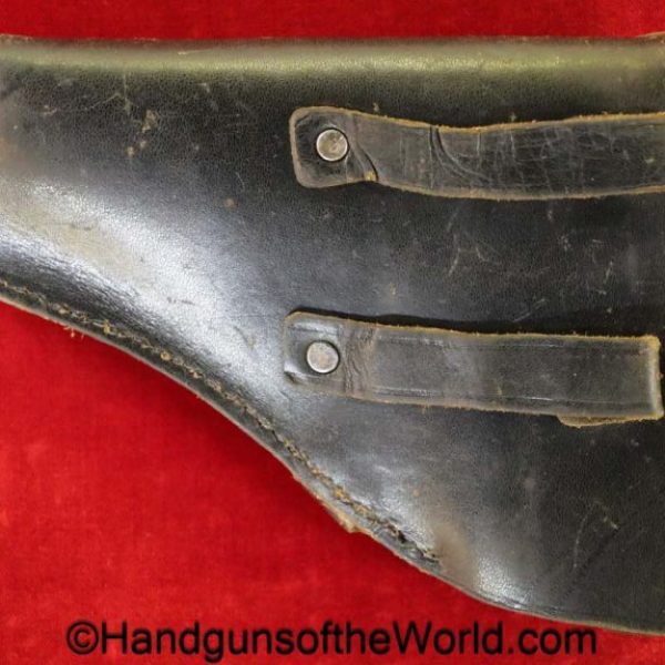 Mauser, HSc, Holster, WWII, Era, original, collectible, German, Germany, handgun, pistol, WW2, hand gun, vintage, real, Black, leather, breakaway, unmarked