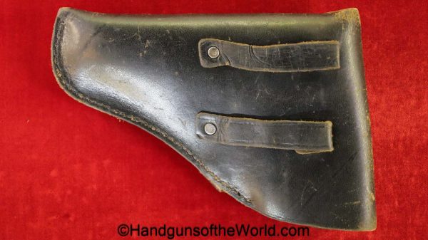 Mauser, HSc, Holster, WWII, Era, original, collectible, German, Germany, handgun, pistol, WW2, hand gun, vintage, real, Black, leather, breakaway, unmarked