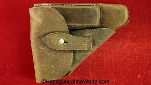 Mauser, HSc, Holster, WWII, Dated, 1943, Brown, leather, pebble grain, breakaway, BDR43, original, collectible, bdr, 43, German, Germany, WW2, model, pistol
