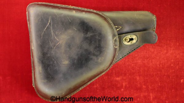 Nambu, Type 14, Holster, Brown, leather, clamshell, pattern, with brass fittings, brass, original, collectible, Japan, Japanese, WWII, WW2, handgun, pistol