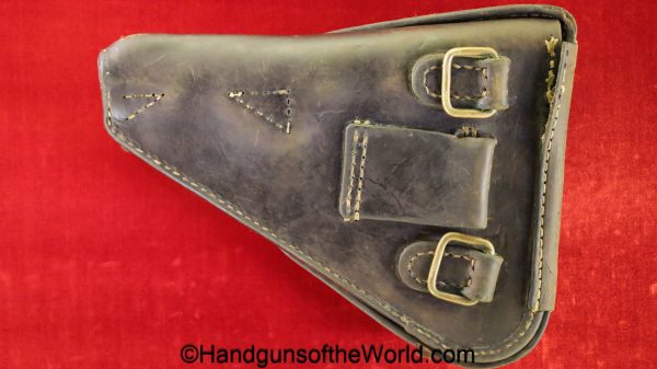 Nambu, Type 14, Holster, Brown, leather, clamshell, pattern, with brass fittings, brass, original, collectible, Japan, Japanese, WWII, WW2, handgun, pistol