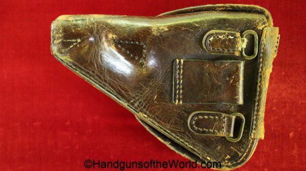 Nambu, 1904, Papa, Holster, Brown, leather, clam shell, pattern, original, collectible, Japan, Japanese, model, clamshell, ammo loops, ammo loop