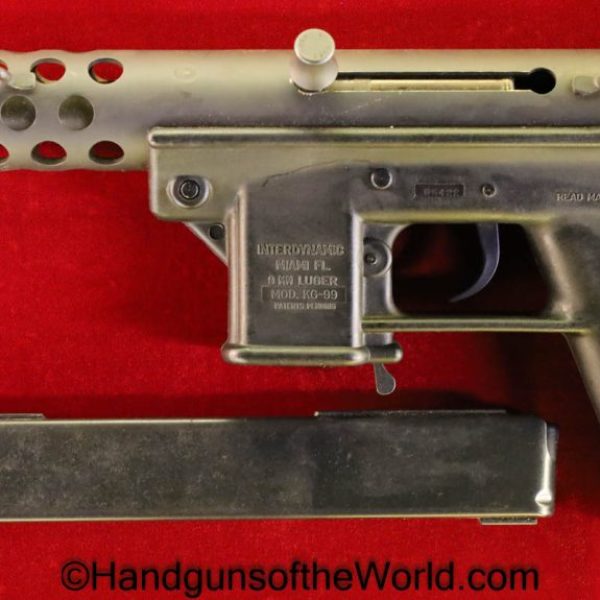 Interdynamics, KG-99, 9mm, with Threaded Barrel, American, Americana, US, USA, handgun, pistol, collectible, KG, 99, KG 99, KG99, hand gun, retro