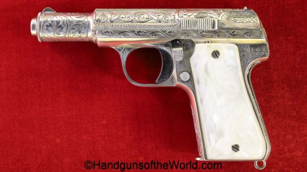 Astra, 3003, 7.65mm, Factory Engraved, Silver Finish, with Holster, 3000, Spain, Spanish, handgun, pistol, C&R, collectible, pocket, 1953, factory silver