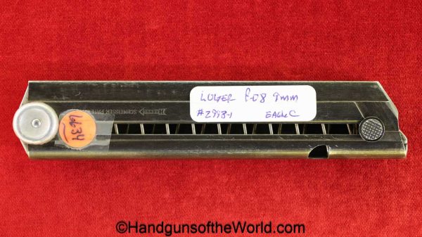 Luger, P.08, 9mm, Magazine-Clip, #2998, WWII, Police, WW2, German, Germany, Magazine, Mag, Clip, 2998, P08, P 08, P-08, handgun, pistol, Haenel Schmeisser