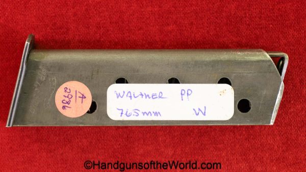 Walther, PP, 7.65mm, Magazine, Clip, WWII, Era, WW2, Original, Collectible, German, Germany, Handgun, Pistol, Mag, 7.65, 32, .32, acp, auto, Hand gun, W