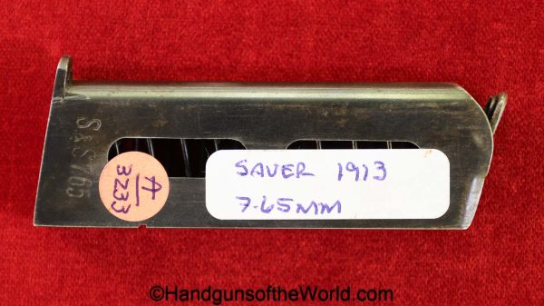 Sauer, 1913, 7.65mm, Magazine, Clip, Mag, Original, Collectible, German, Germany, Model, 32, .32, acp, auto, 7.65, Handgun, Pistol, Hand gun