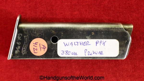 Walther, PPk, .380, Magazine-Clip, WWII, Era, WW2, 380, acp, auto, 9mm, original, collectible, German, Germany, handgun, pistol, BMR, solid follower