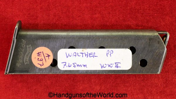 Walther, PP, 7.65mm, Magazine, Clip, WWII, Era, WW2, Original, Collectible, German, Germany, Handgun, Pistol, Mag, 7.65, 32, .32, acp, auto, Hand gun