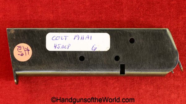 Colt, 1911A1, .45acp, Magazine, Clip, G, Marked, Mag, Original, Collectible, 1911, 45, .45, acp, auto, Handgun, Pistol, Vintage, Real, Old, Hand gun