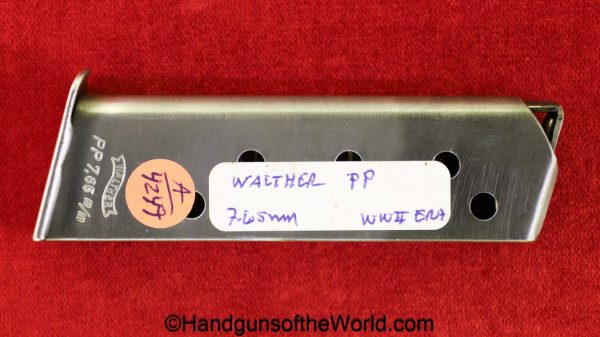 Walther, PP, 7.65mm, Magazine, Clip, WWII, Era, WW2, Original, Collectible, German, Germany, Handgun, Pistol, Mag, 7.65, 32, .32, acp, auto, Hand gun