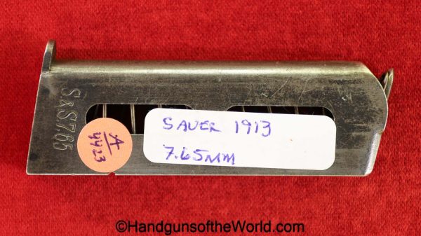 Sauer, 1913, 7.65mm, Magazine, Clip, Mag, Original, Collectible, German, Germany, Model, 32, .32, acp, auto, 7.65, Handgun, Pistol, Hand gun