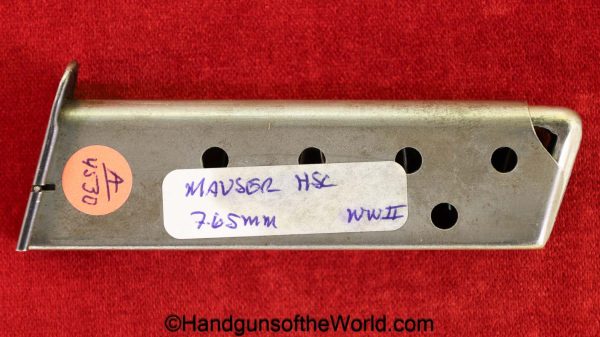 Mauser, HSc, 7.65mm, WWII, era, Magazine, Clip, Mag, Original, Collectible, WW2, Handgun, Pistol, German, Germany, Hand gun, 32, .32, acp, auto, 7.65